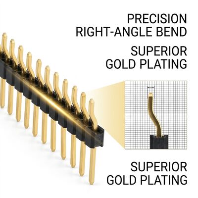 Διπλή σειρά δεξιά γωνία αρσενικό Pin Header Connector 2.54mm Pitch 90 βαθμούς PCB 80-Pin Through-Hole