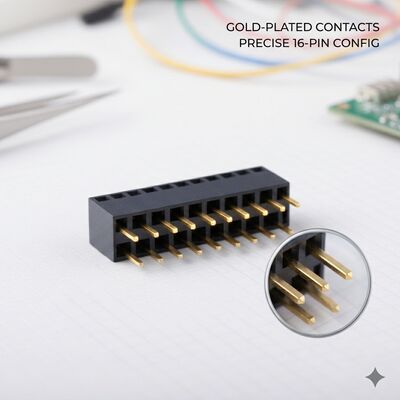 Ανεβασμένο ύψος 8.5MM 2.54MM Στροφή Διπλή σειρά γυναικεία κεφαλίδα Socket Gold Flash PA6T Μέσα από τρύπα στέκεται σύνδεσμος