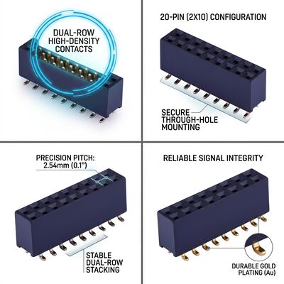 SMT επιφάνειας τοποθέτησης 1,27MM Pitch Female Header Connector Διπλή σειρά Χρυσό Flash PA6T PCB συναρμολόγηση