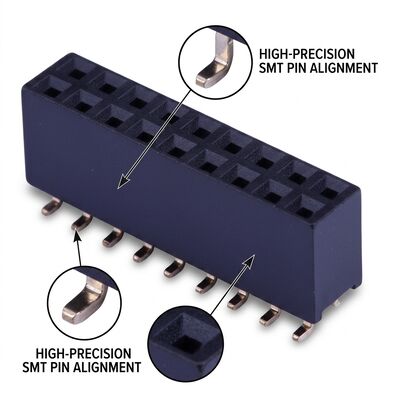 SMT επιφάνειας τοποθέτησης 1,27MM Pitch Female Header Connector Διπλή σειρά Χρυσό Flash PA6T PCB συναρμολόγηση