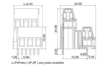 Διπλή σειρά PCB Pluggable Τερματικό Μπλοκ, M3 Χάλυβα 5.08mm Pitch 2 * 04P Πράσινο PA66 SN