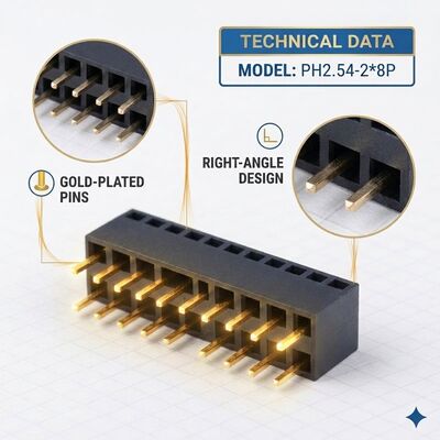 2.54mm Pitch Τριπλή Σειρά Θηλυκή Κεφαλίδα Σύνδεσης 3x40P Through Hole Gold Flash PA6T